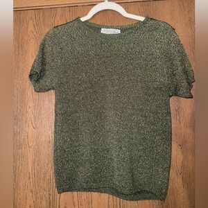 Vintage Metallic Green Knit Top